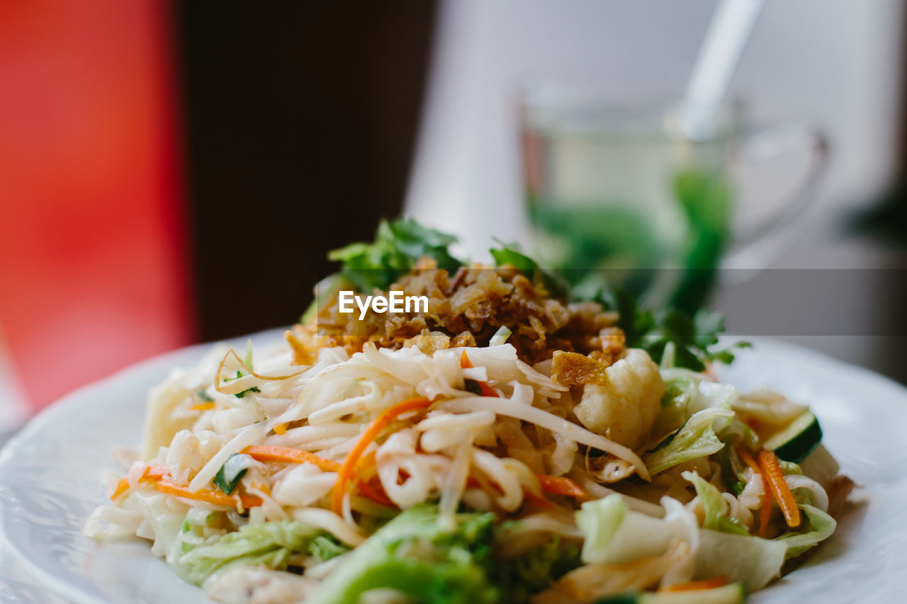 Close-up of food in plate on table