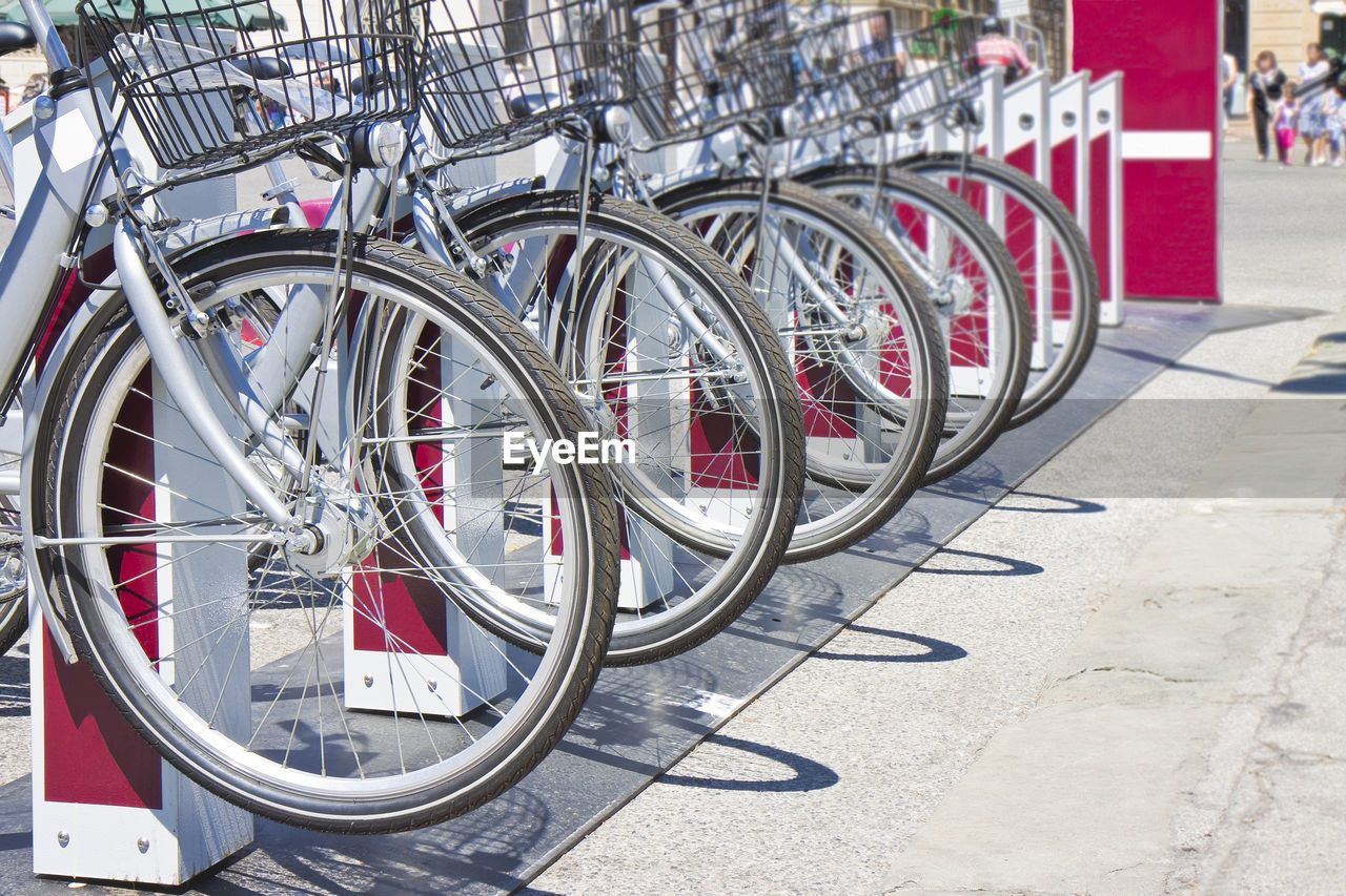 CLOSE-UP OF BICYCLE PARKING LOT