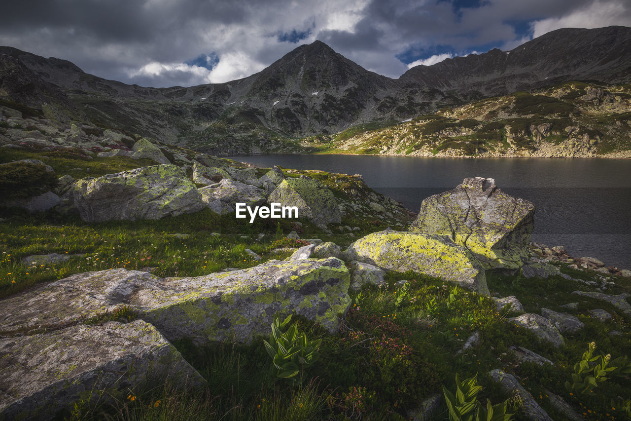 Rock landscape at sunset from carpathian mountains.
