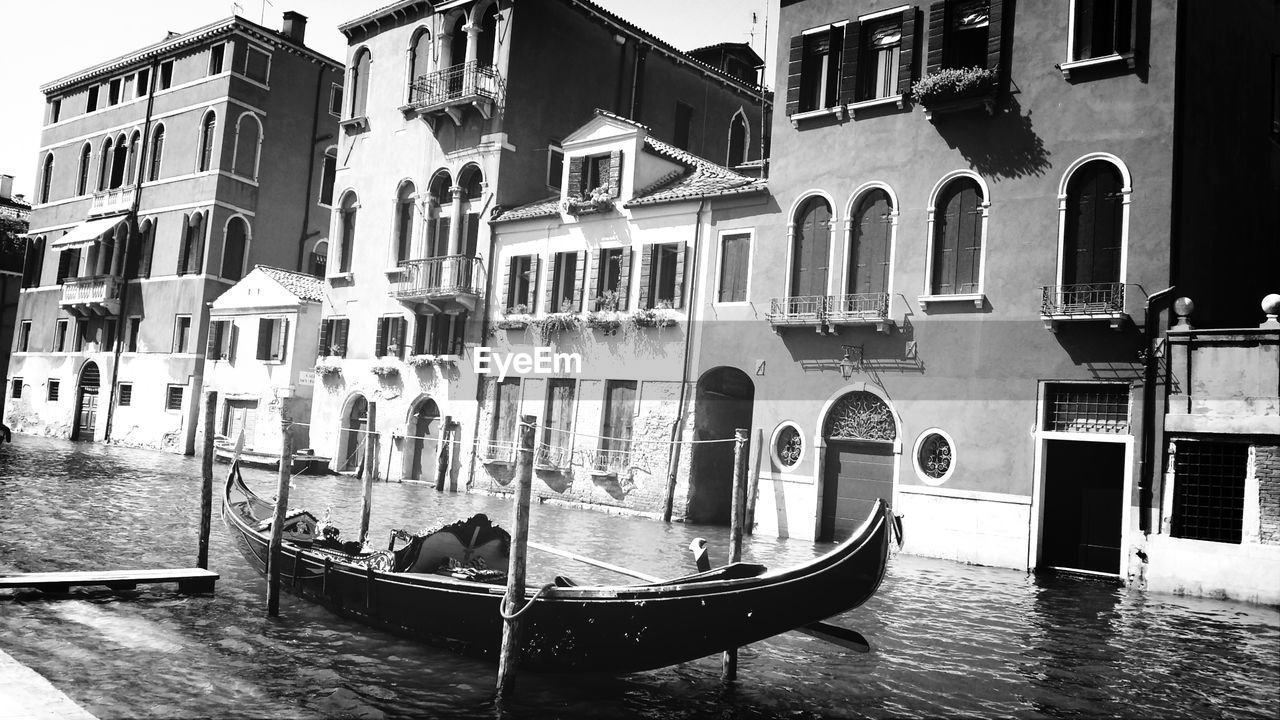 View of boats in city