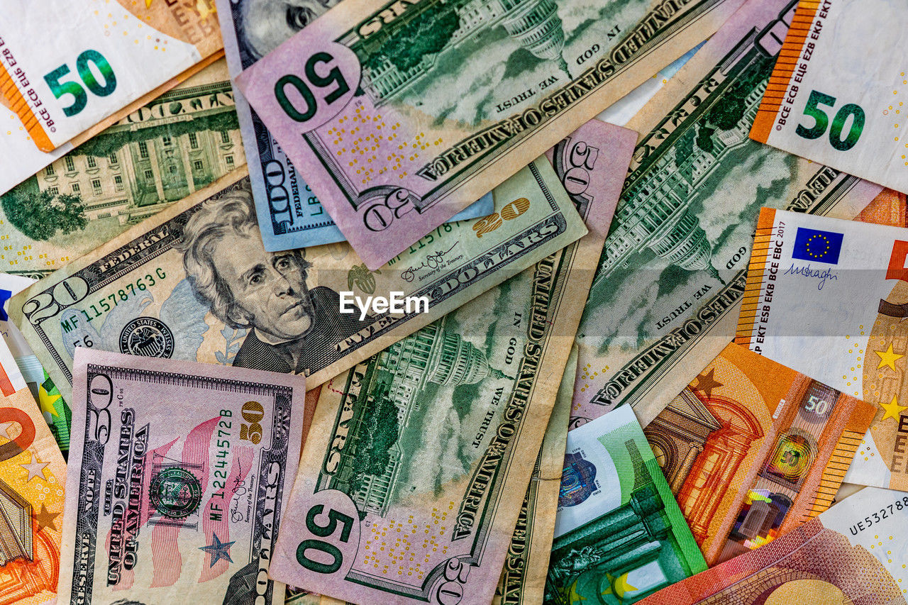 close-up of paper currencies