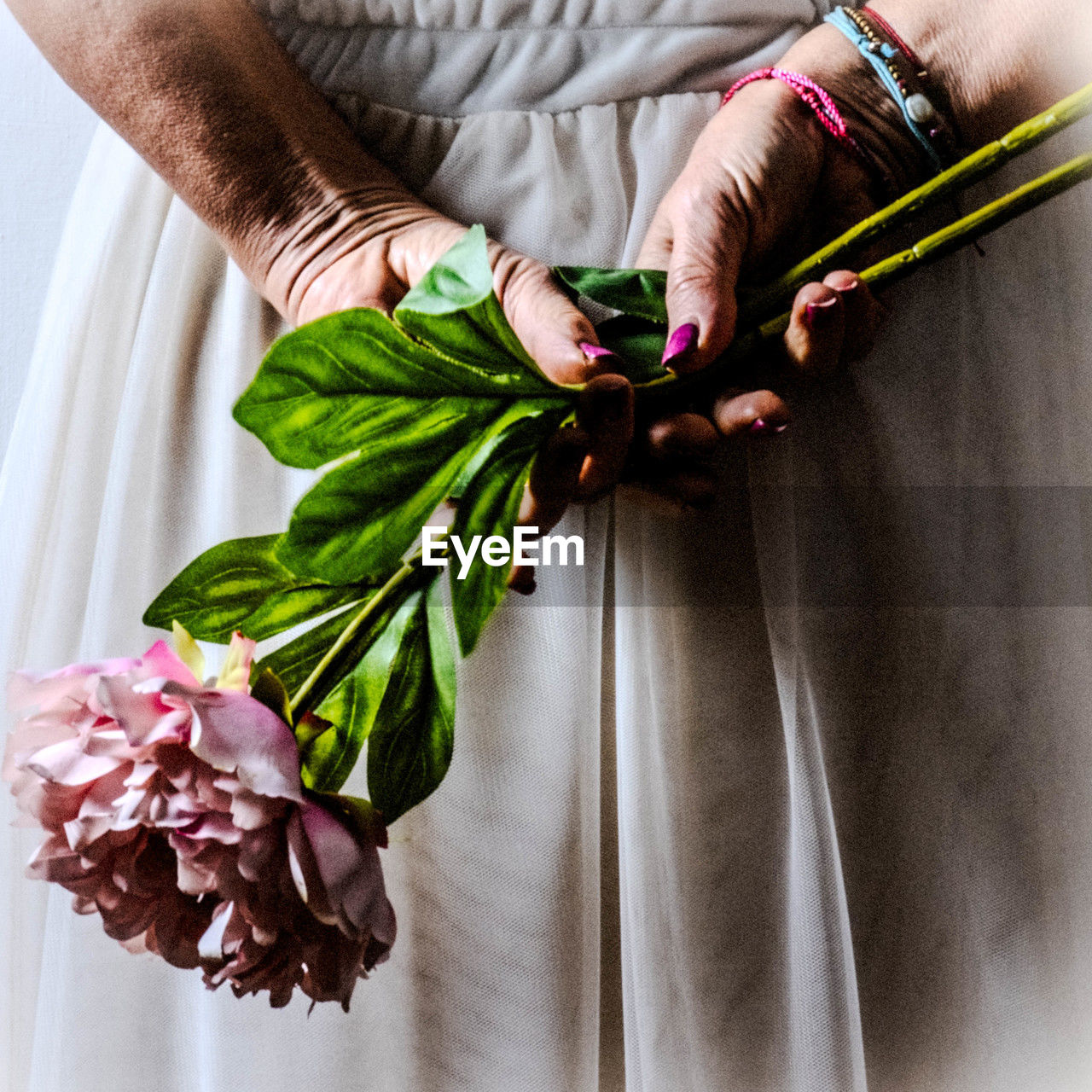 adult, flower, one person, spring, plant, hand, bride, dress, indoors, bouquet, clothing, pink, midsection, holding, flowering plant, wedding dress, women, close-up, nature, floristry, plant part, green, flower arrangement, leaf, lifestyles, men, textile, ceremony, fashion, fashion accessory, freshness