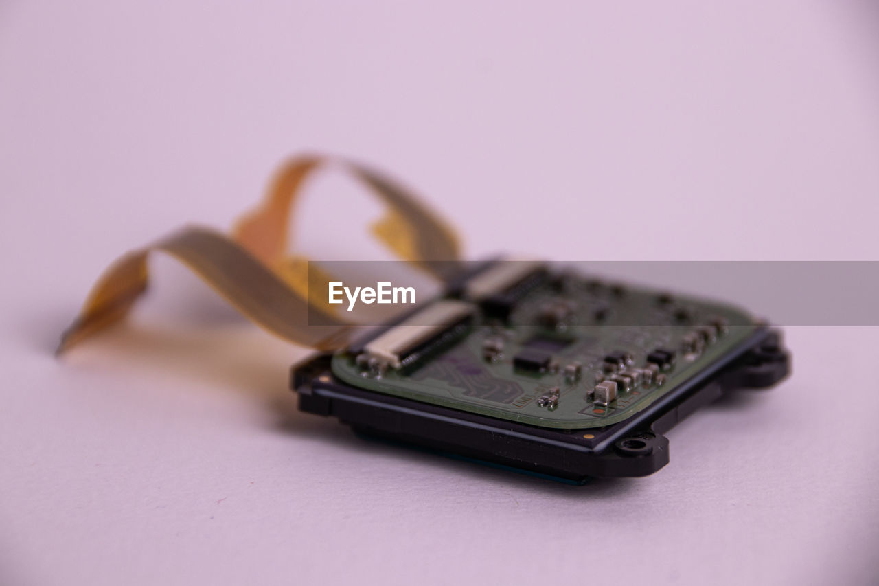 Close up of the sensor of a reflex camera and its circuit board 