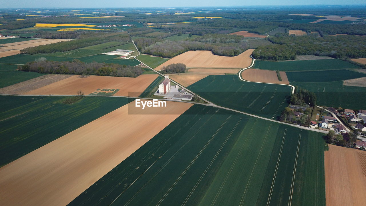 High angle view of agricultural landscape