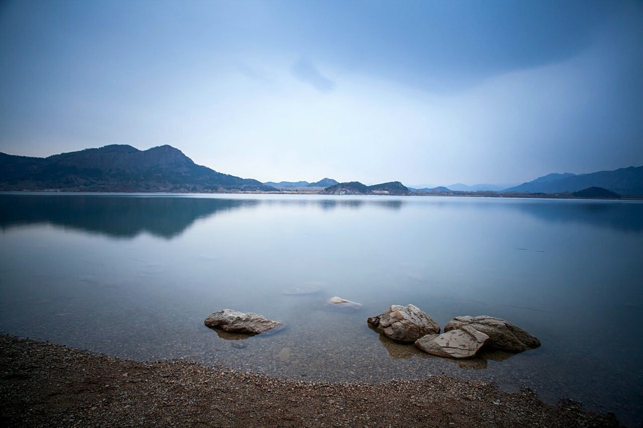 Scenic view of lake against sky