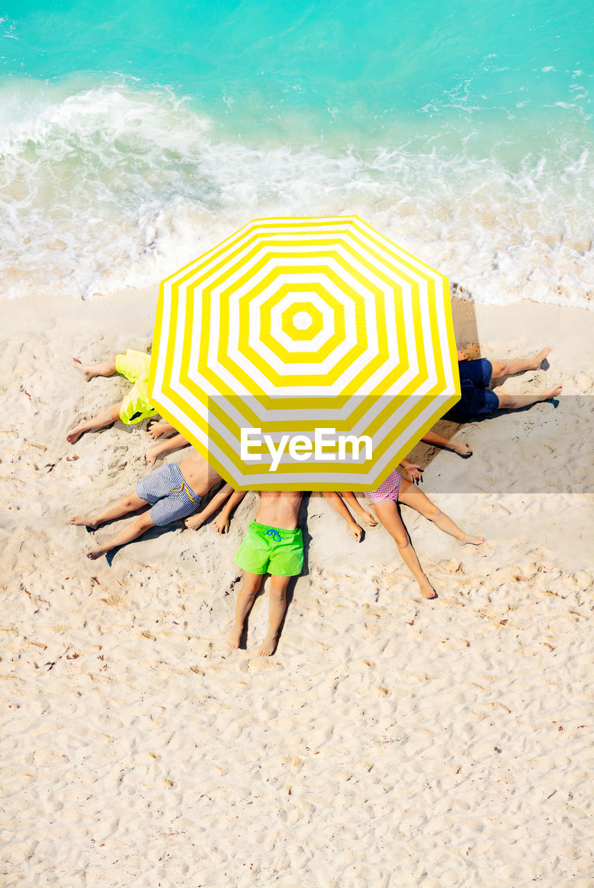 high angle view of beach umbrella