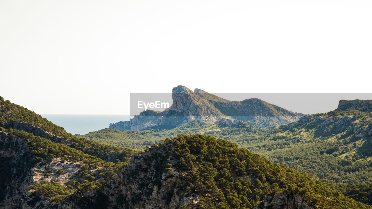 Scenic view of mountains against clear sky