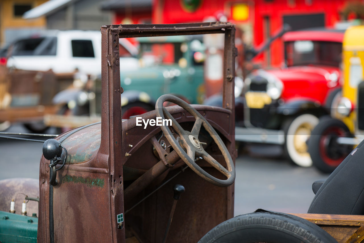 Vintage car parked on street