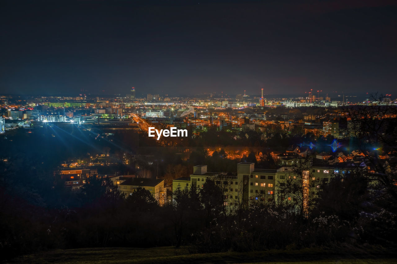 Frankfurt am main at night with light landscape 