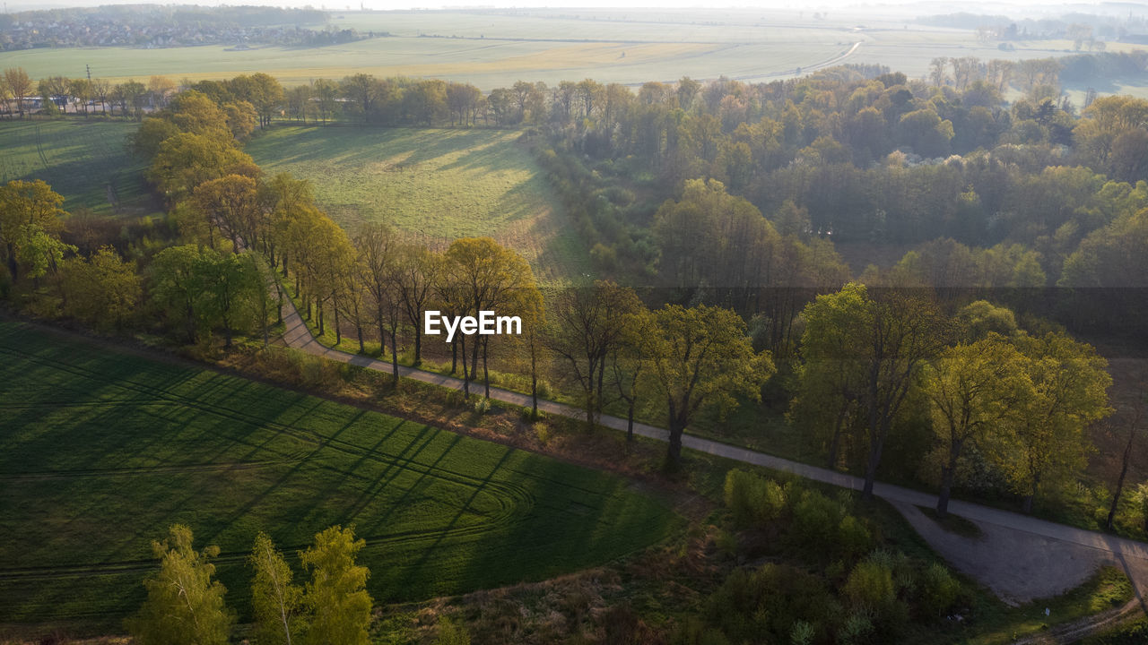 Aerial view on the polish side of the three country tripoint of germany, poland and czech republic