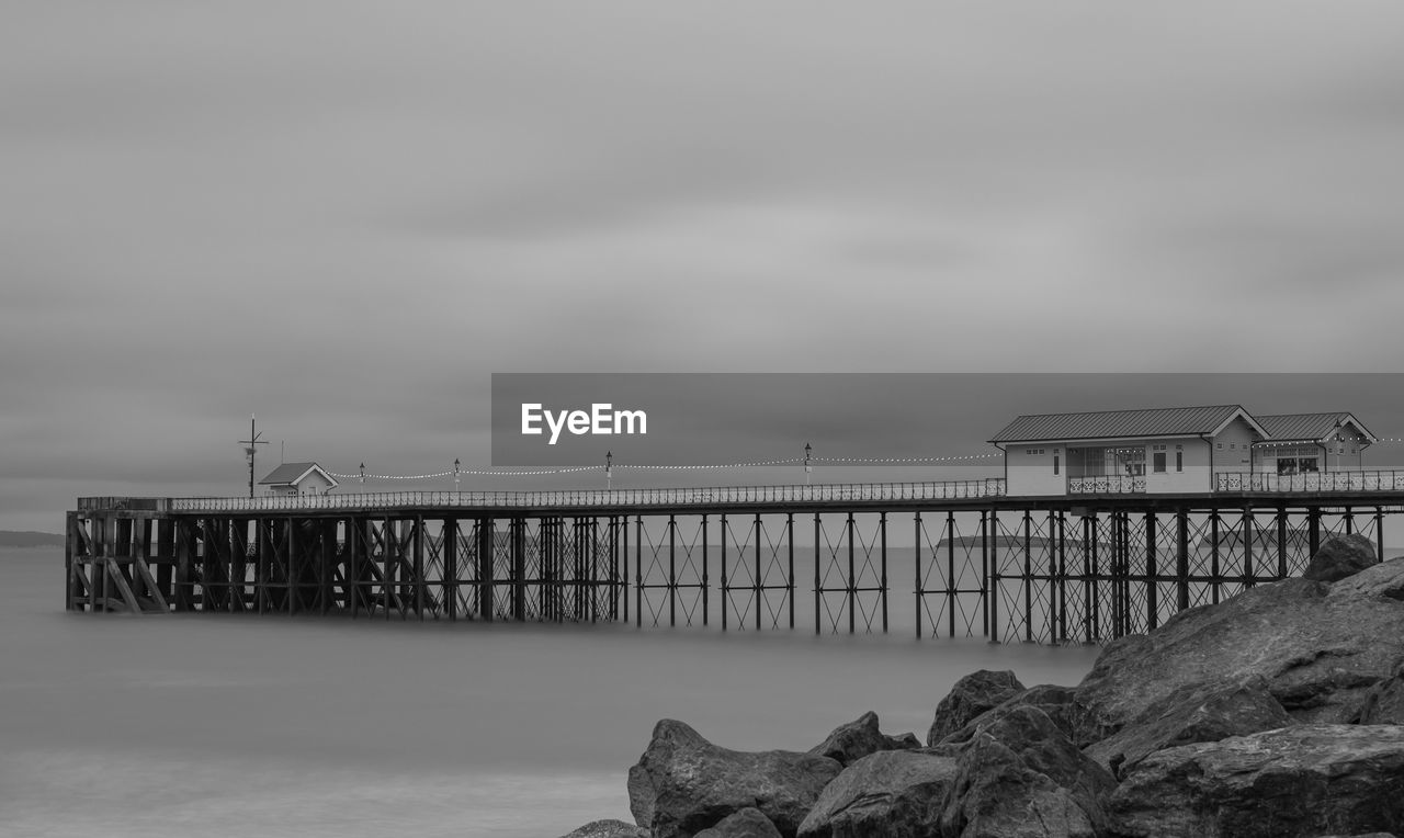 PIER AMIDST SEA AGAINST SKY