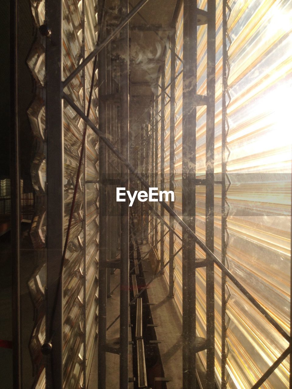 Sunlight falling on window of construction site