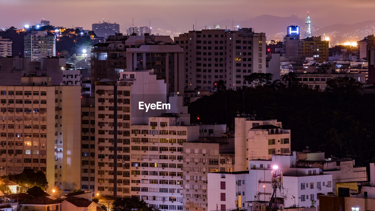 Long exposure urban night photography with buildings and lights of a brazilian city