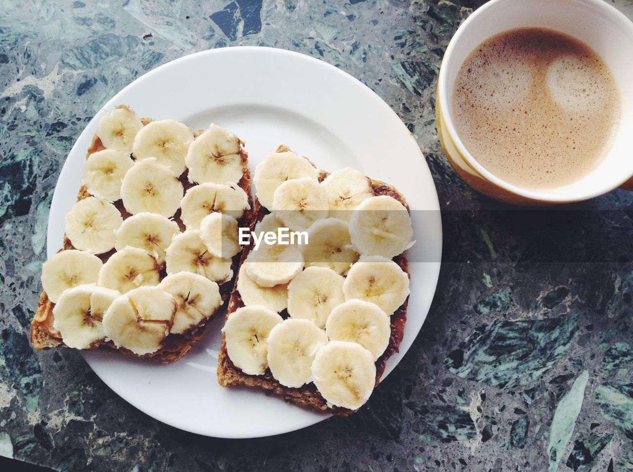 Banana sandwich and coffee