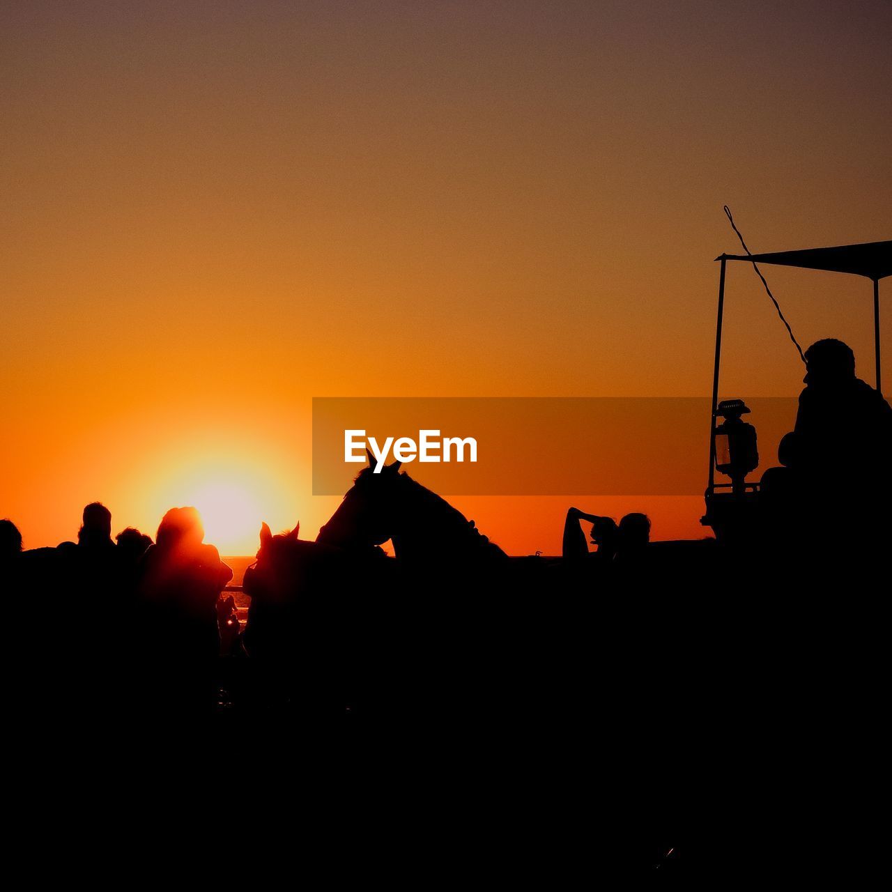 SILHOUETTE PEOPLE ON LAND DURING SUNSET