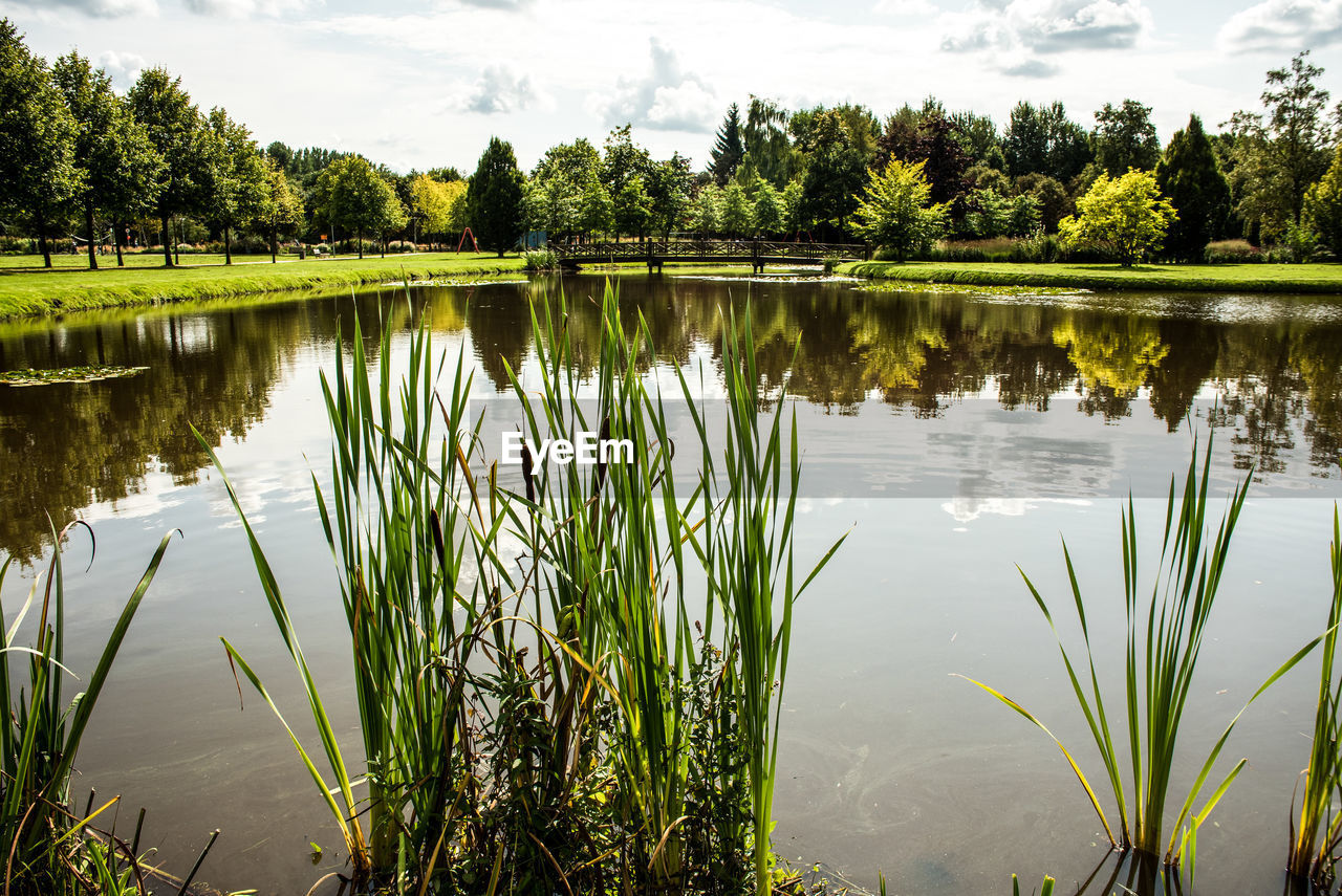 Scenic view of lake against sky