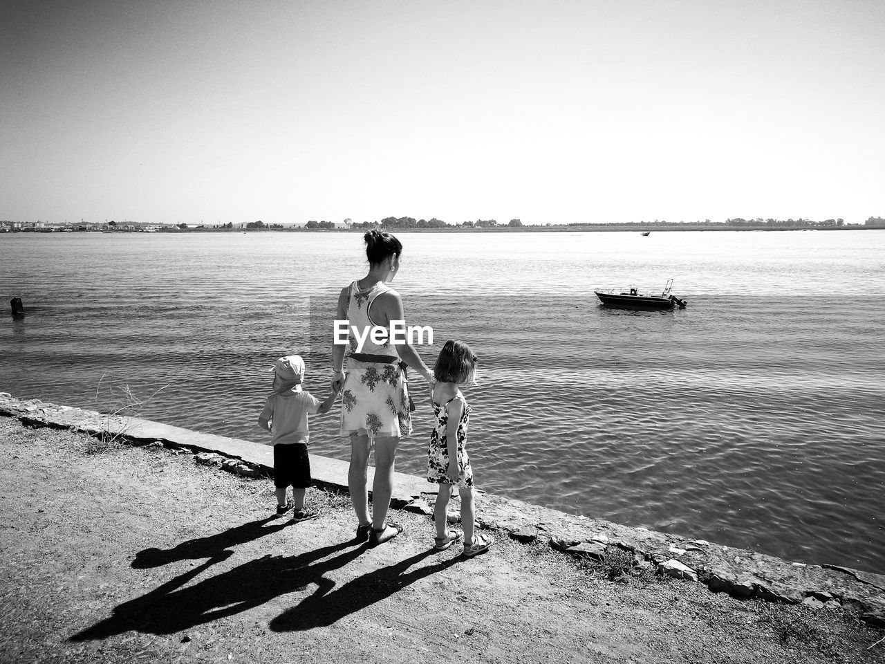 Full length of people standing by beach 