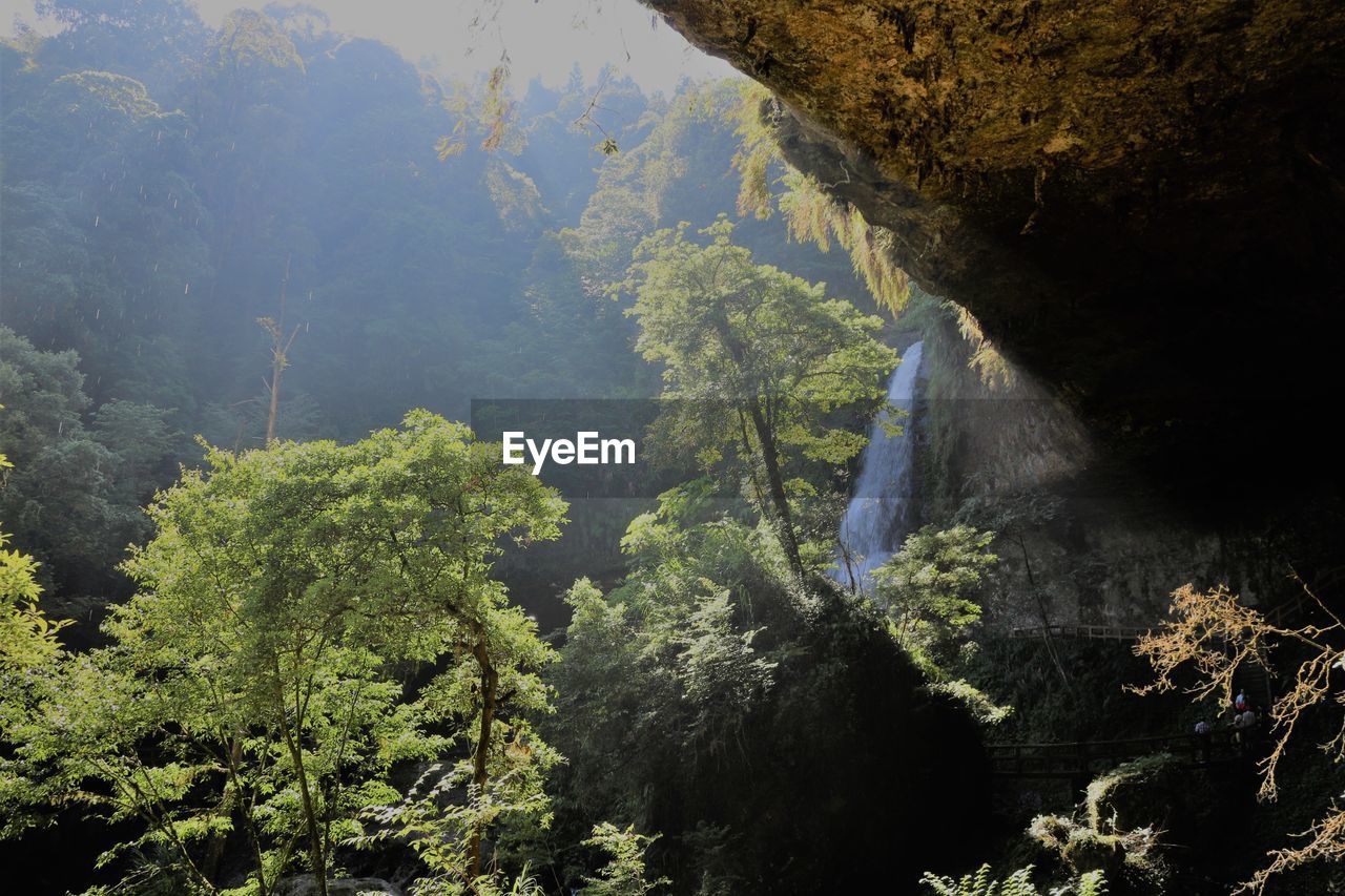 SCENIC VIEW OF WATERFALL AGAINST SKY