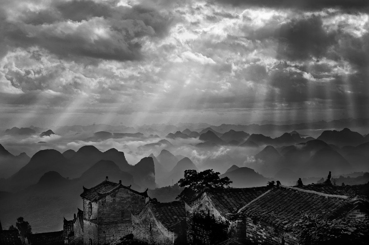 Panoramic view of mountains against sky