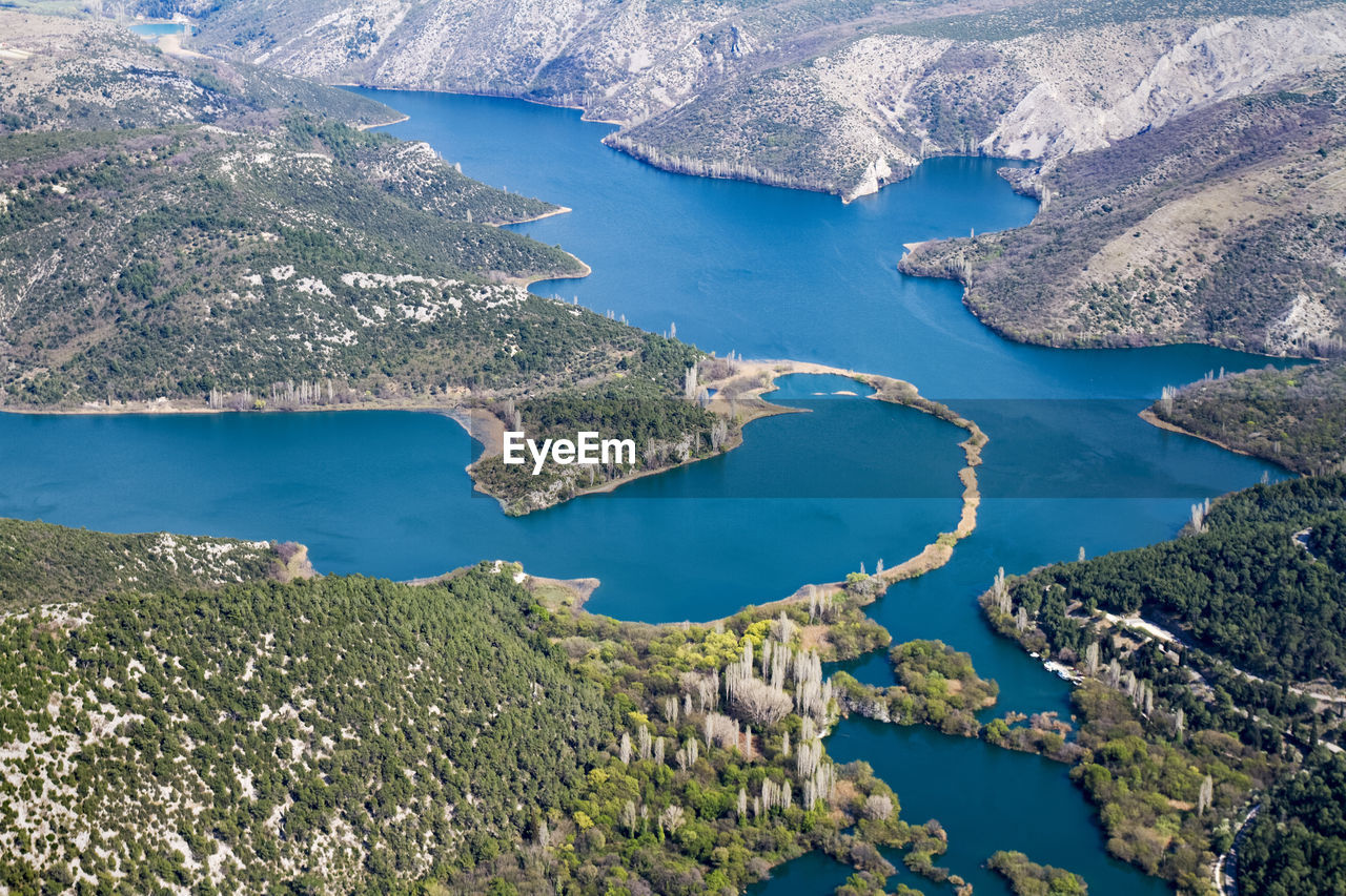 Aerial view of the confluence of krka and cikola river