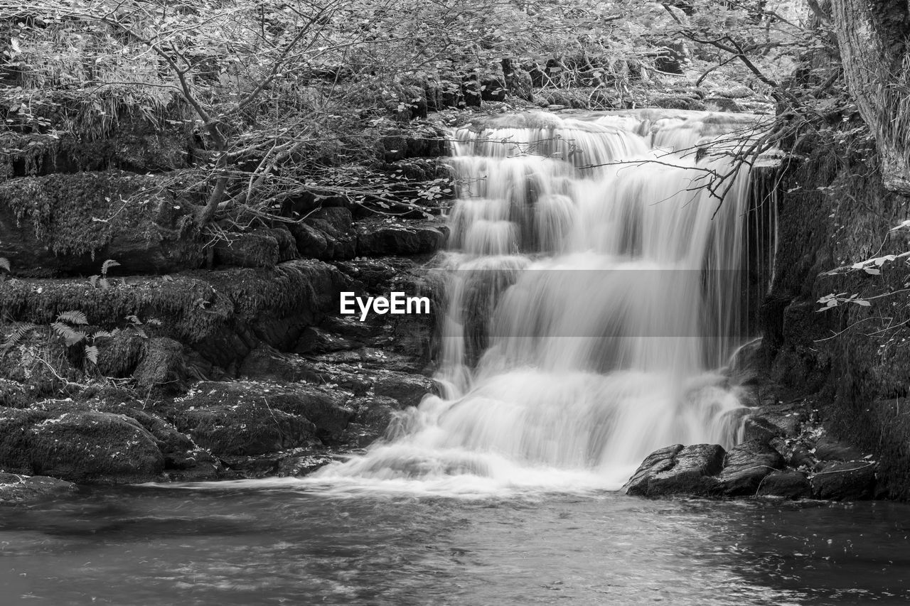 Long exposure of the big waterfall at watersmeet in exmoor national park