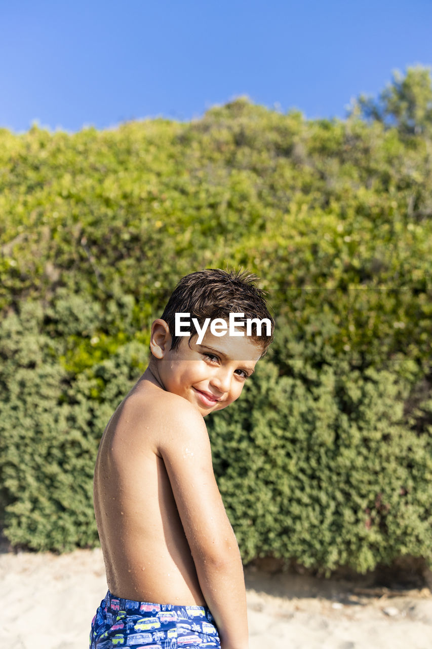 Portrait of shirtless boy