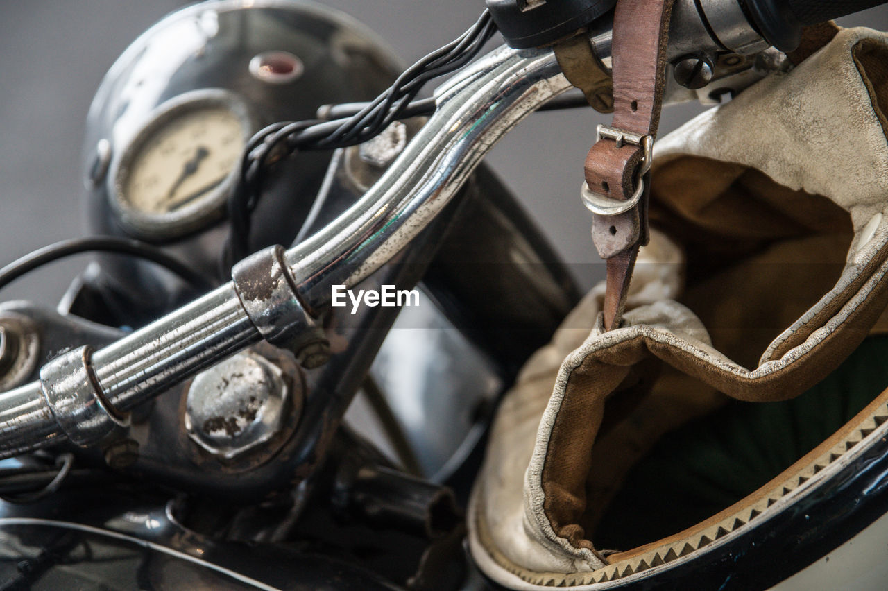 High angle view of vintage motorcycle