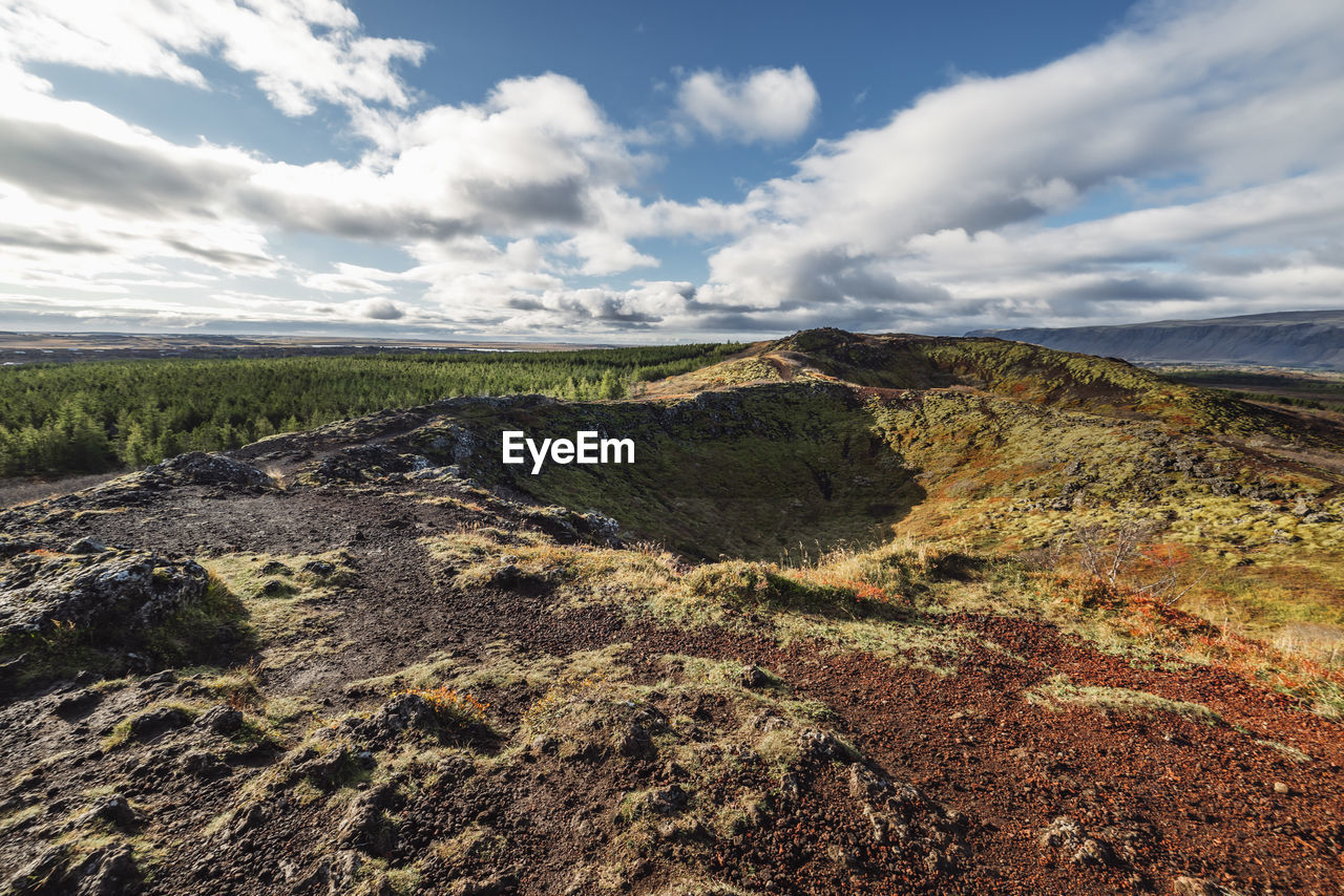 high angle view of landscape against sky