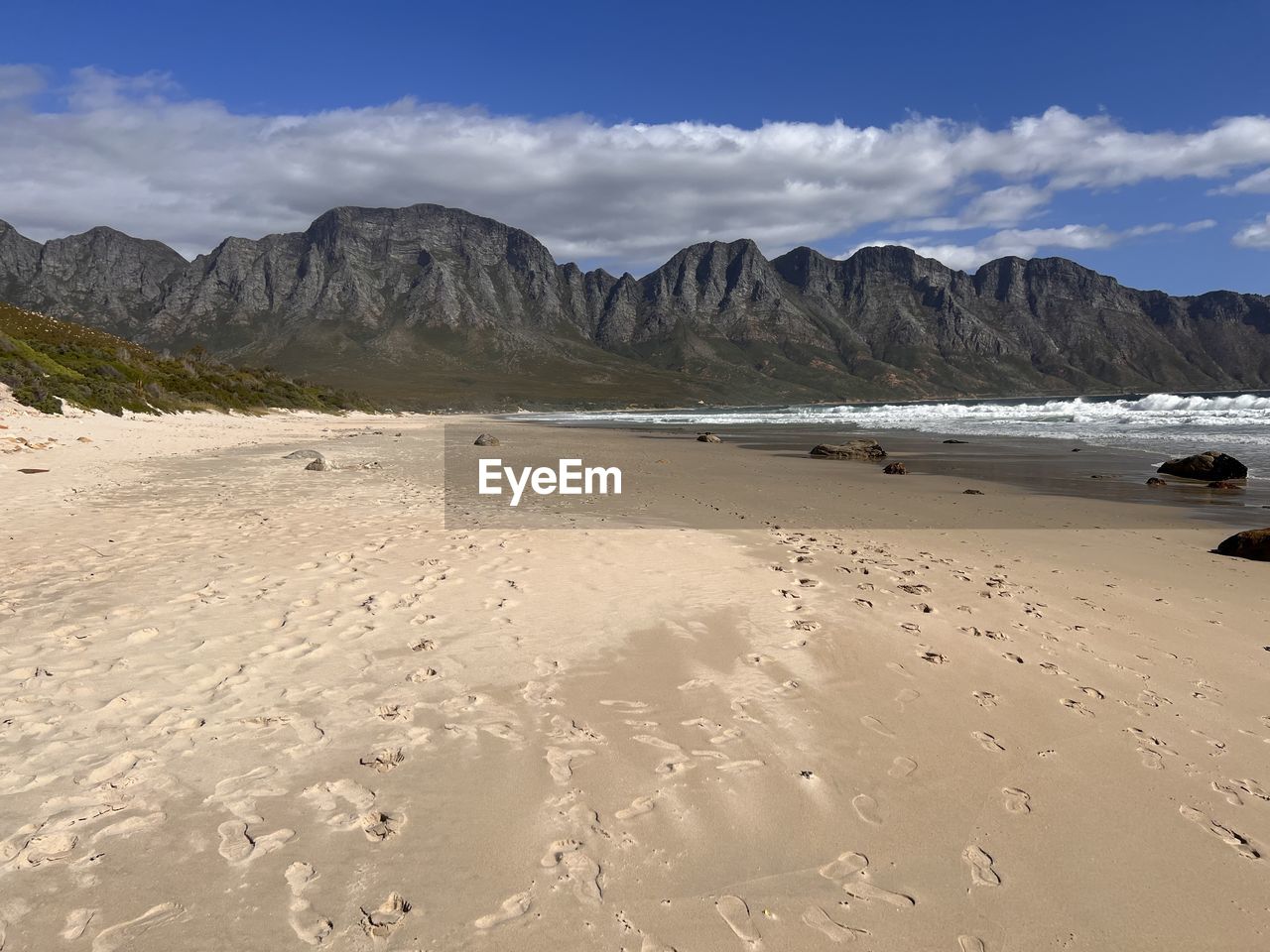 Scenic view of beach against sky