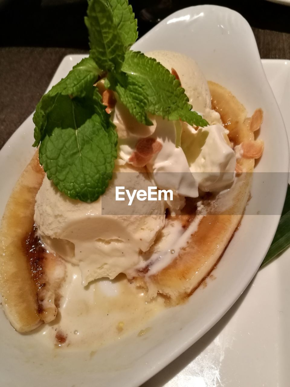 CLOSE-UP OF ICE CREAM SERVED ON PLATE