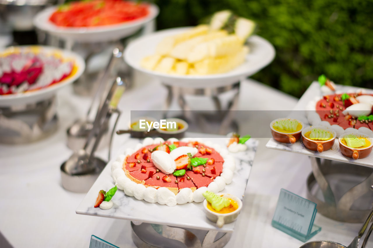 high angle view of food in plate on table