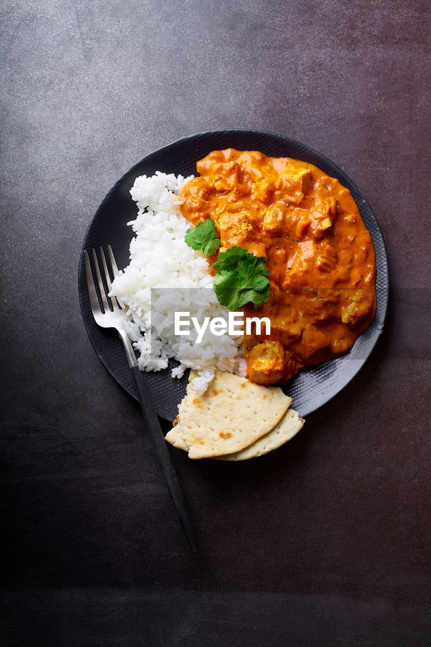 Paneer tikka masala served with basmati rice