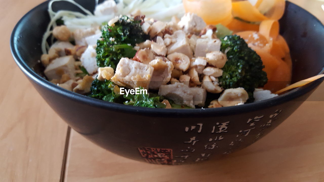 HIGH ANGLE VIEW OF FOOD IN BOWL