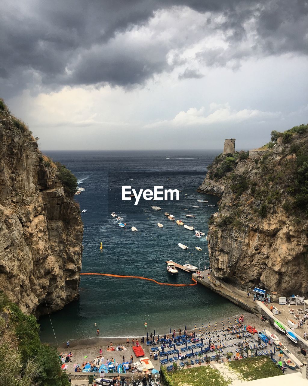 High angle view of sea against sky