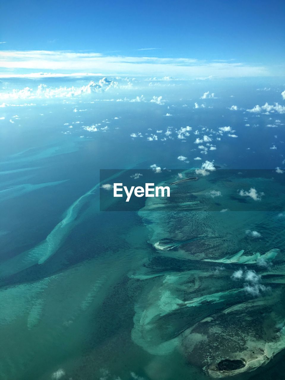 Aerial view of caribbean sea against sky