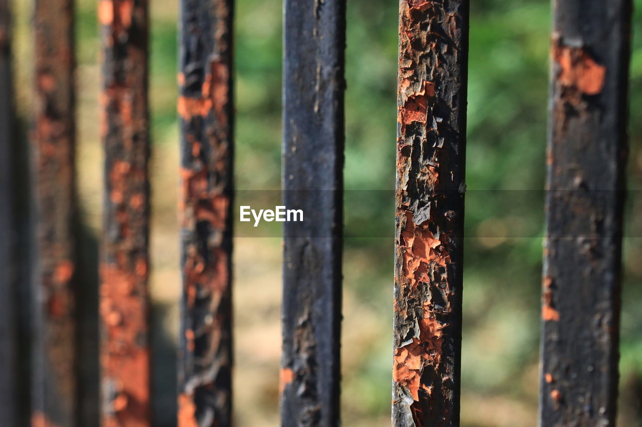 Close-up of weathered metal bars