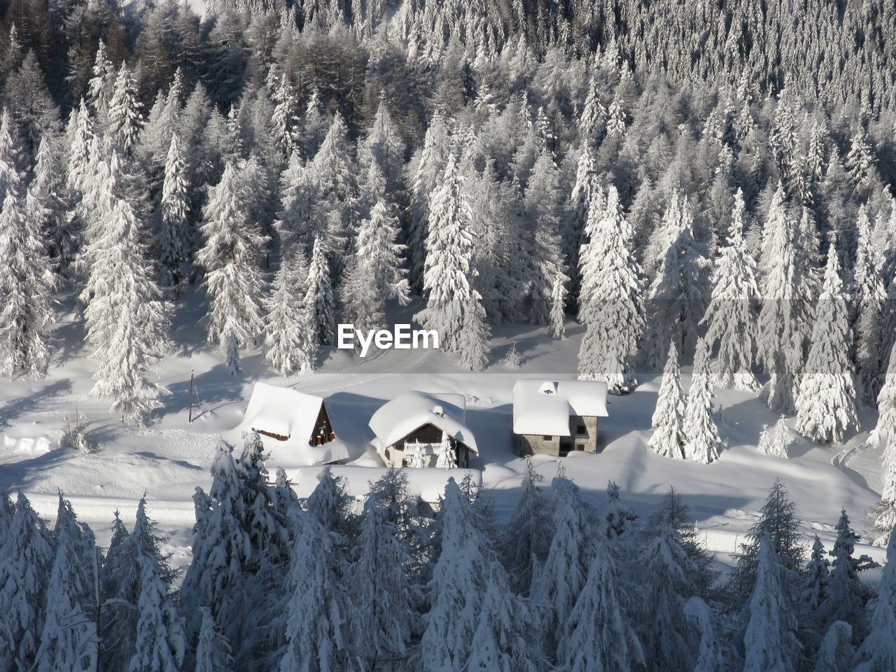 Mountain landscape after heavy snowfall