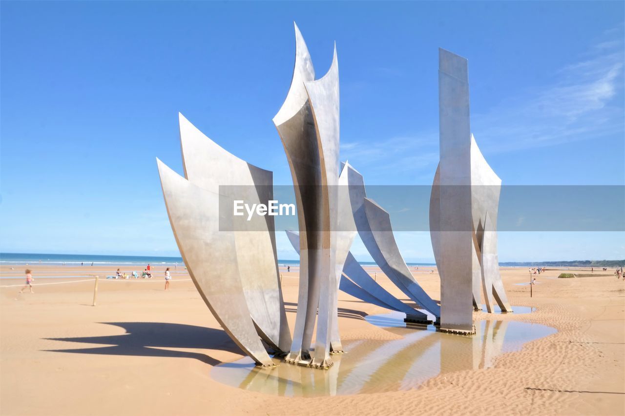 Panoramic view of beach against blue sky