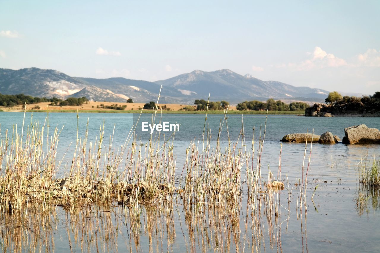 Scenic view of lake against sky