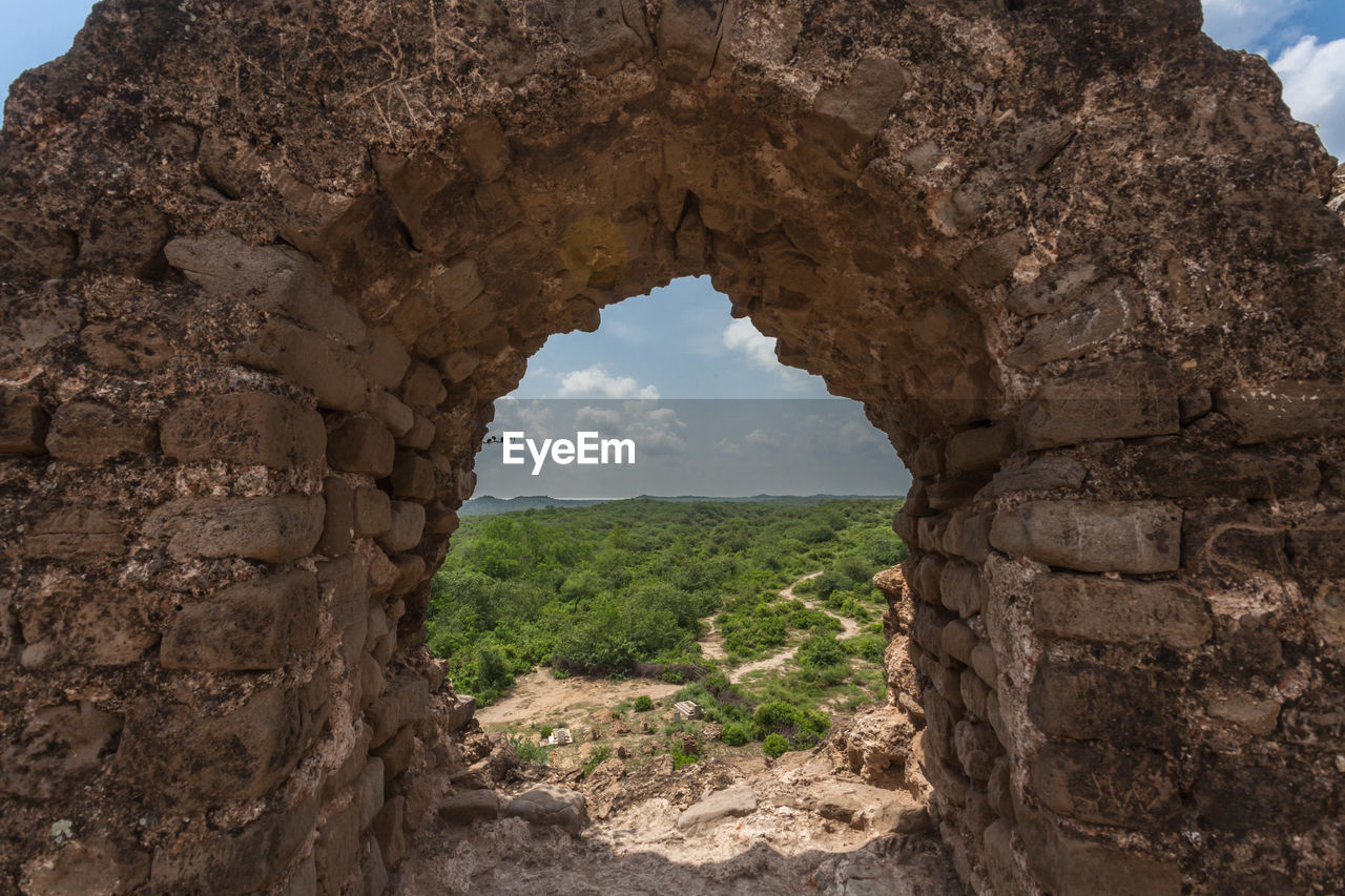 View from the old stone wall of historical rohtas fort. 