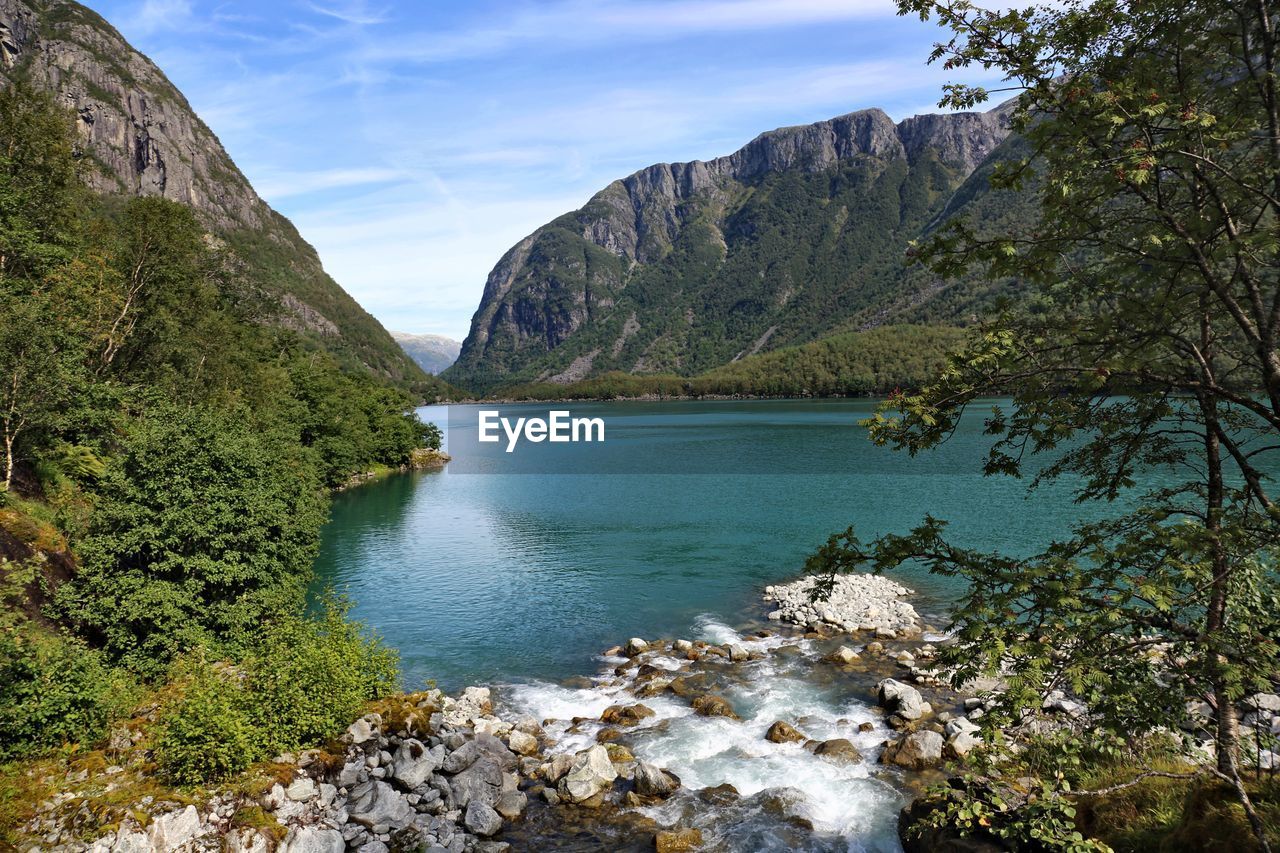 Scenic view of lake against mountains