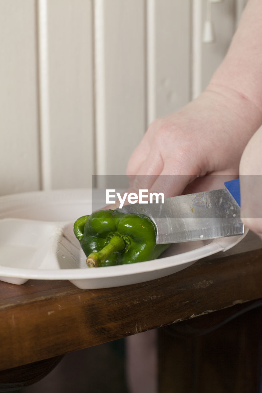 Cutting a poblano pepper