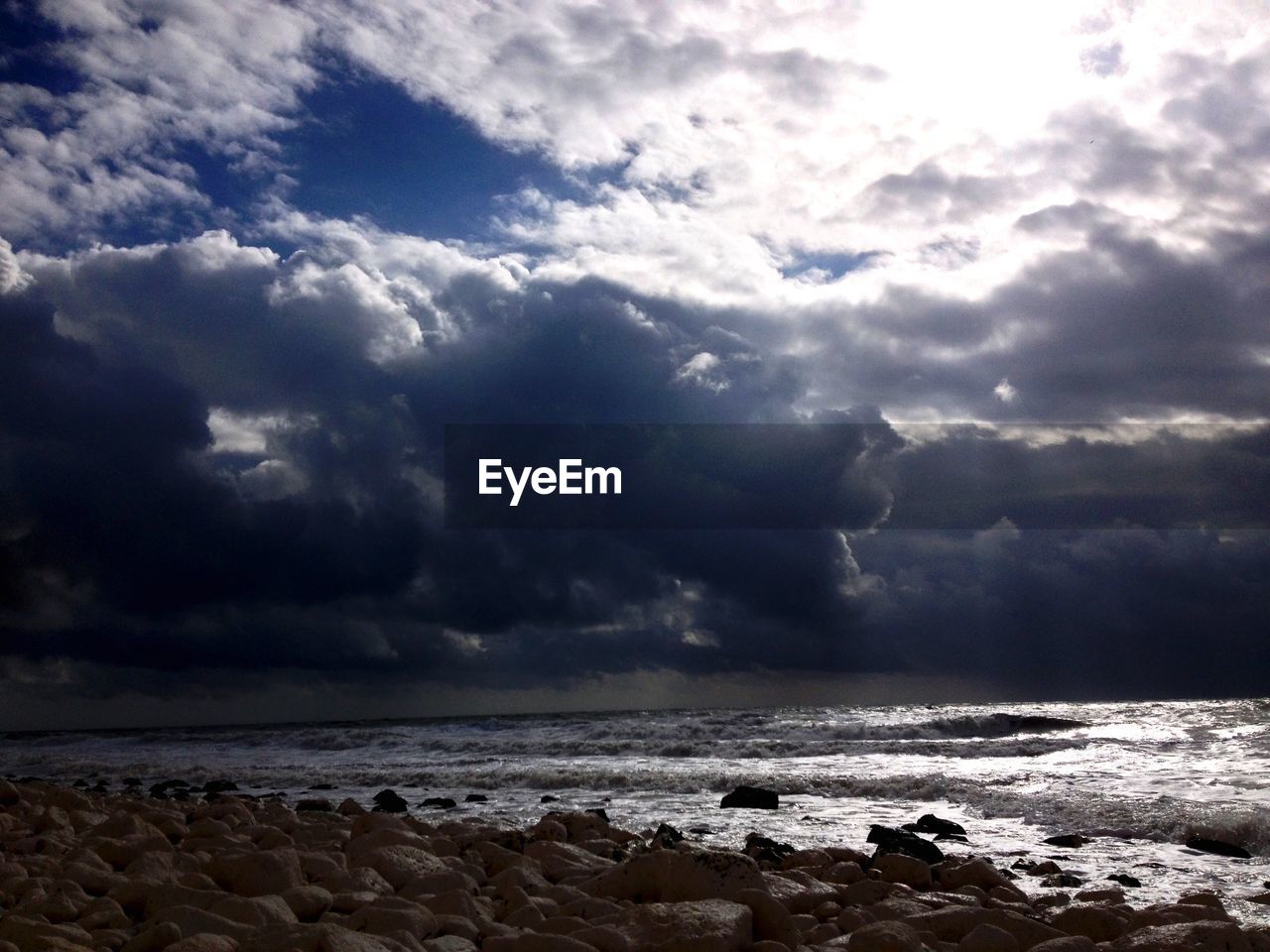 Scenic view of sea against cloudy sky