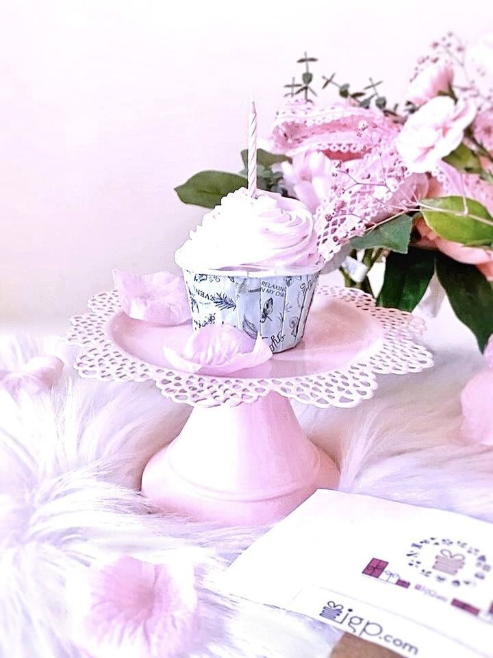 pink, flower, flowering plant, plant, petal, lilac, purple, freshness, no people, indoors, table, nature, food and drink, lavender, flower arrangement, beauty in nature, still life, bouquet, food, birthday cake, paper