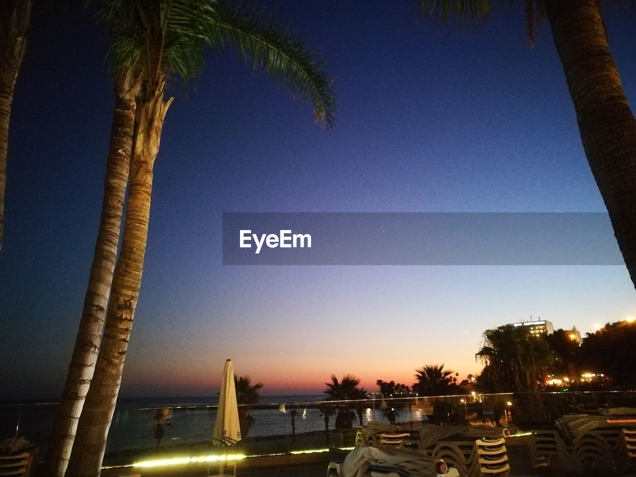 PALM TREES AGAINST SKY AT SUNSET