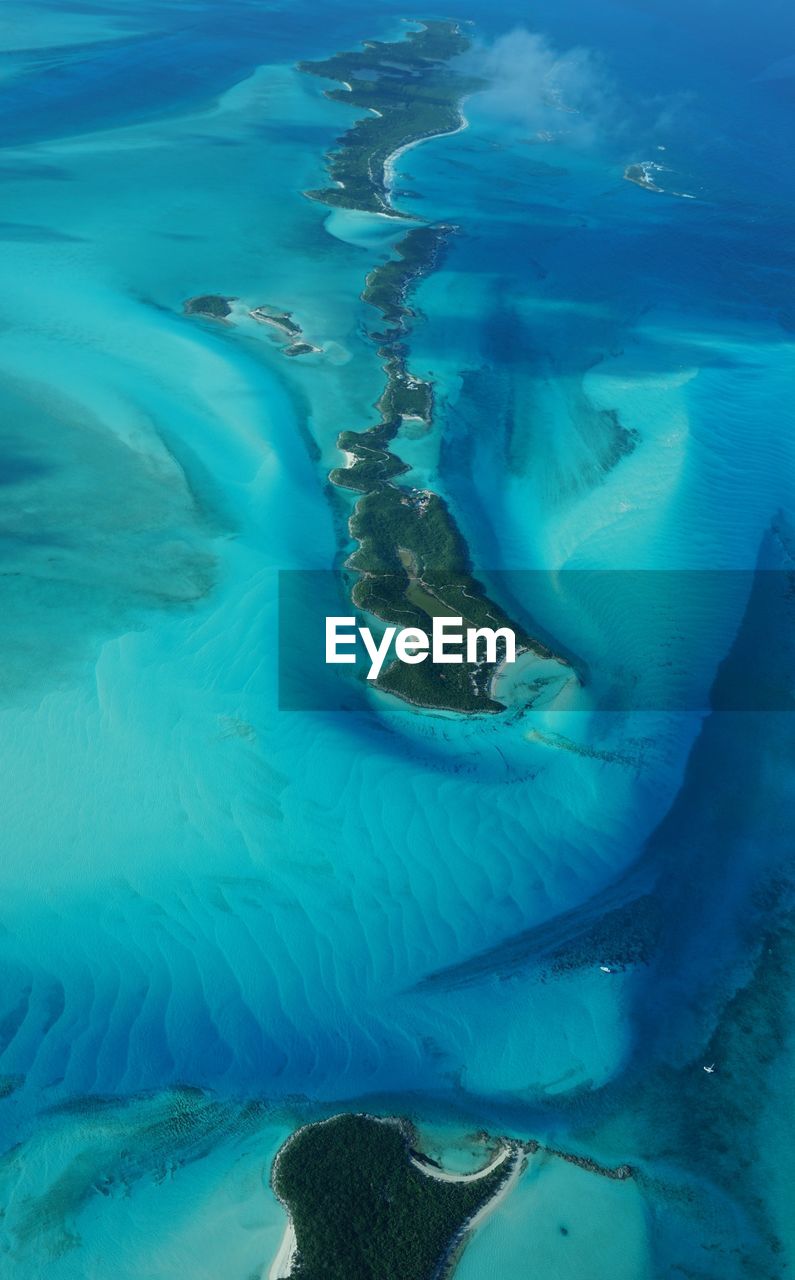 Aerial view of exuma cay