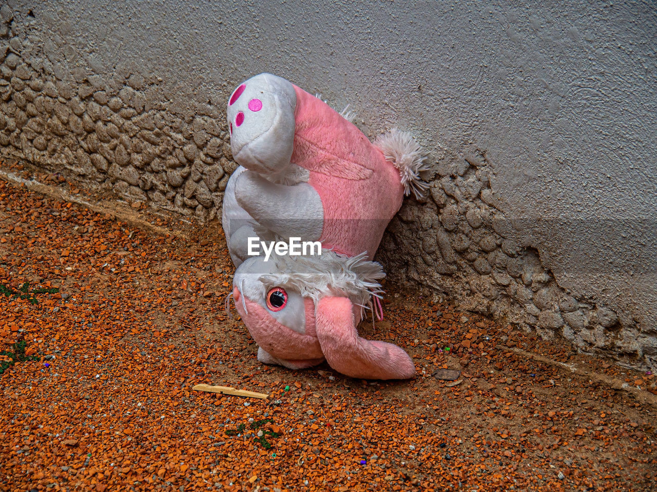 representation, no people, animal, toy, animal representation, pet, animal themes, stuffed toy, high angle view, day, pink, red, outdoors, nature, creativity