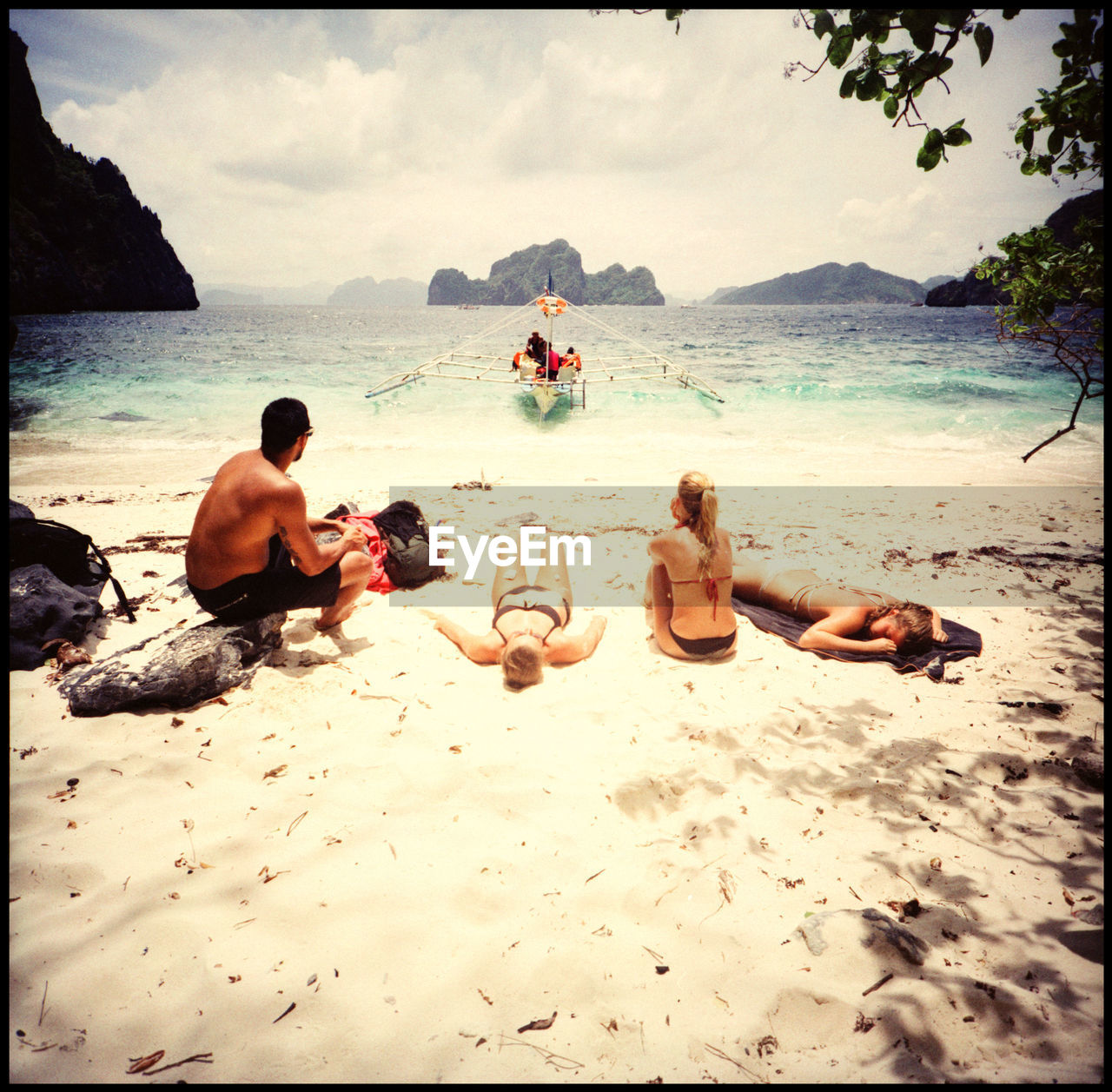 The serenity of palawan ASIA Analogue Photography Catamaran Dream El Nido Fun Nature Ocean View Philippine Island Philippines Serenity Travel Adventure Anchor Anchor On Beach Beach Boat Clear Water Completion Island Island Hopping Ocean Palawan Seafaring Water