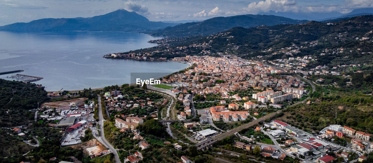 high angle view of buildings in city