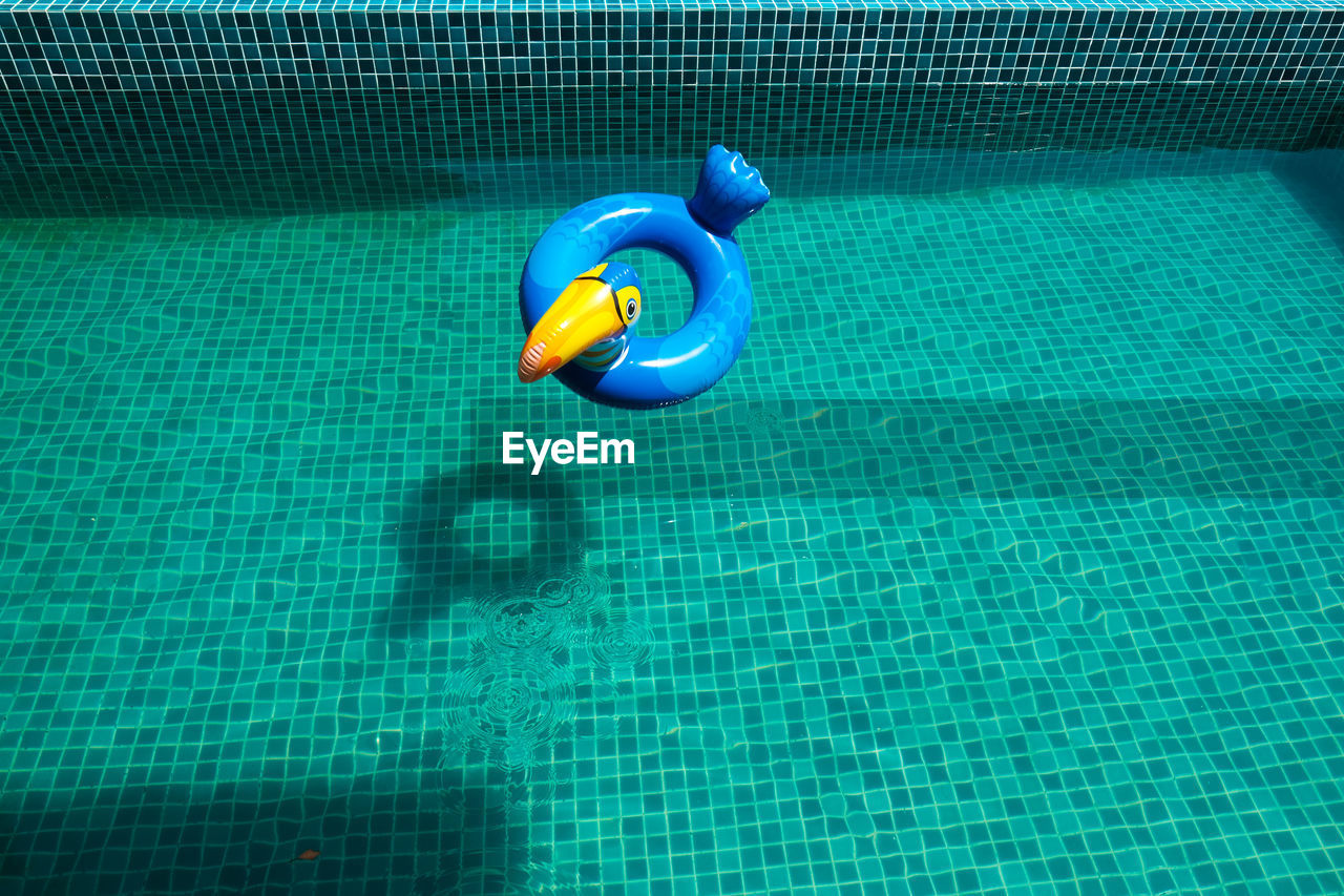 High angle view of swimming in pool